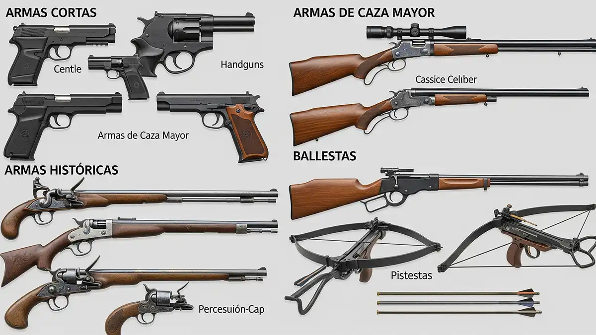 Clasificación oficial de armas de fuego según normativa española
