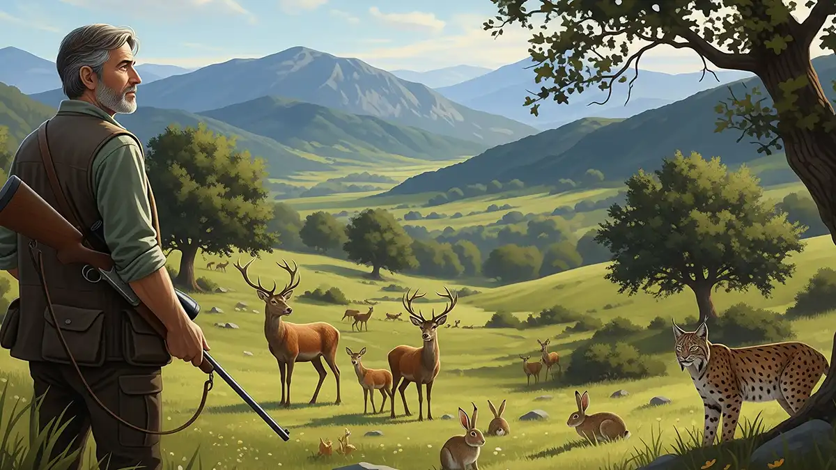 Ehiza jardueren onuren ilustrazioa naturan