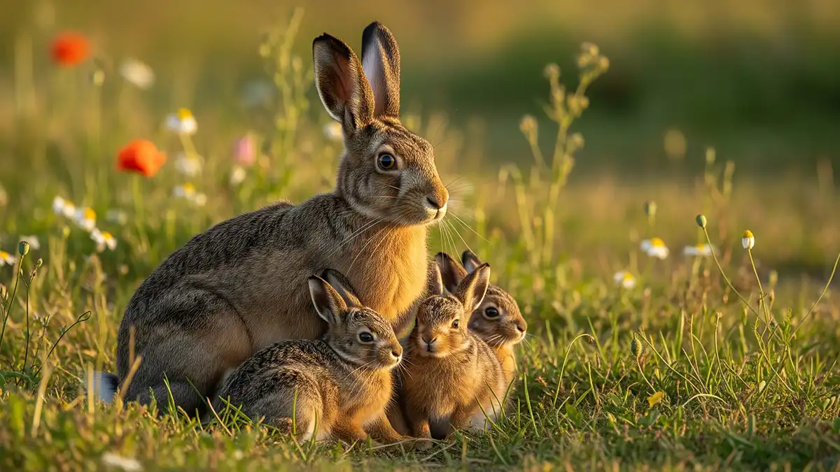 Pareja de liebres ibéricas durante la época de reproducción, ilustrando su comportamiento reproductivo