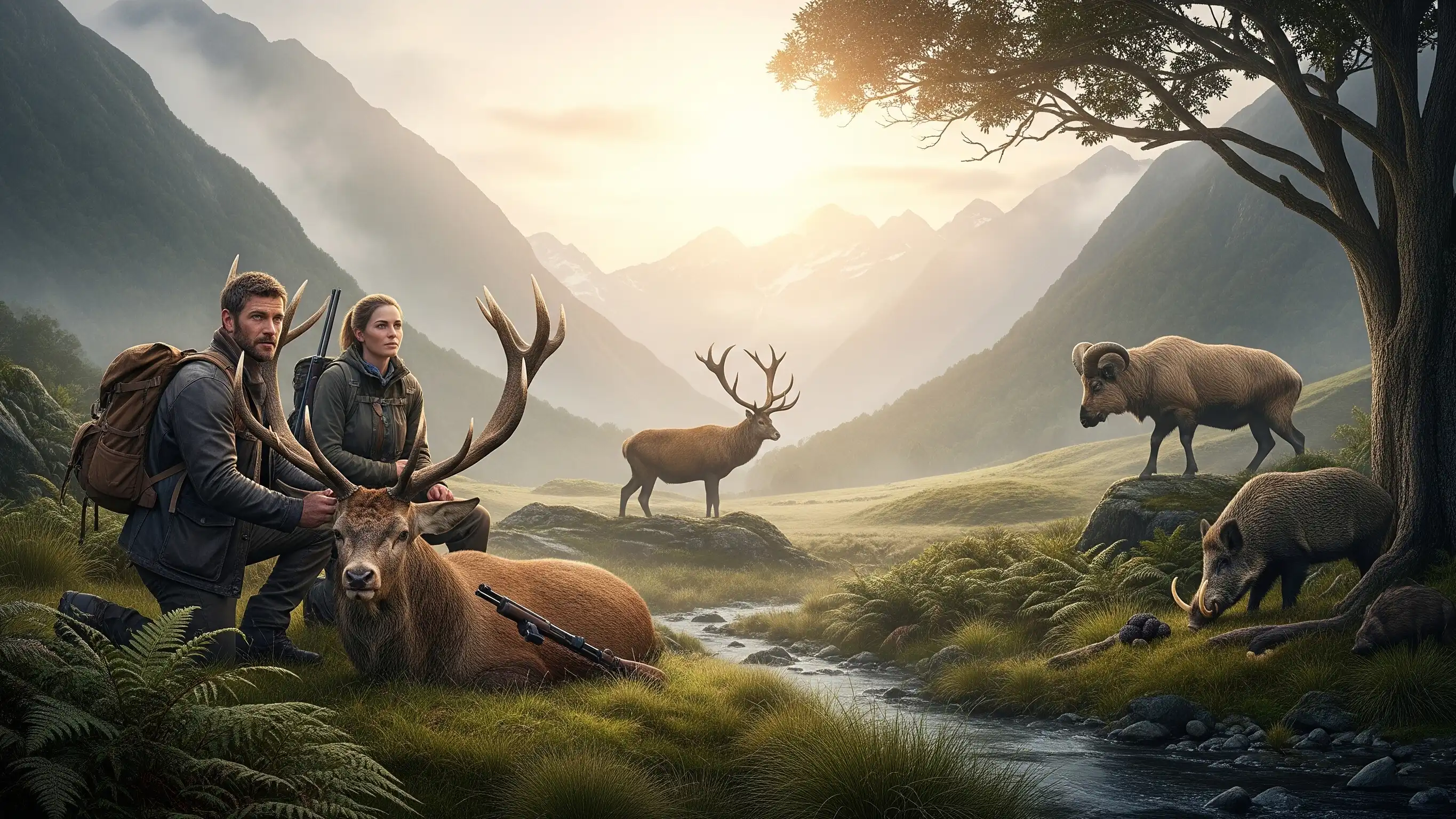 Paisajes y especies para cazar en Nueva Zelanda